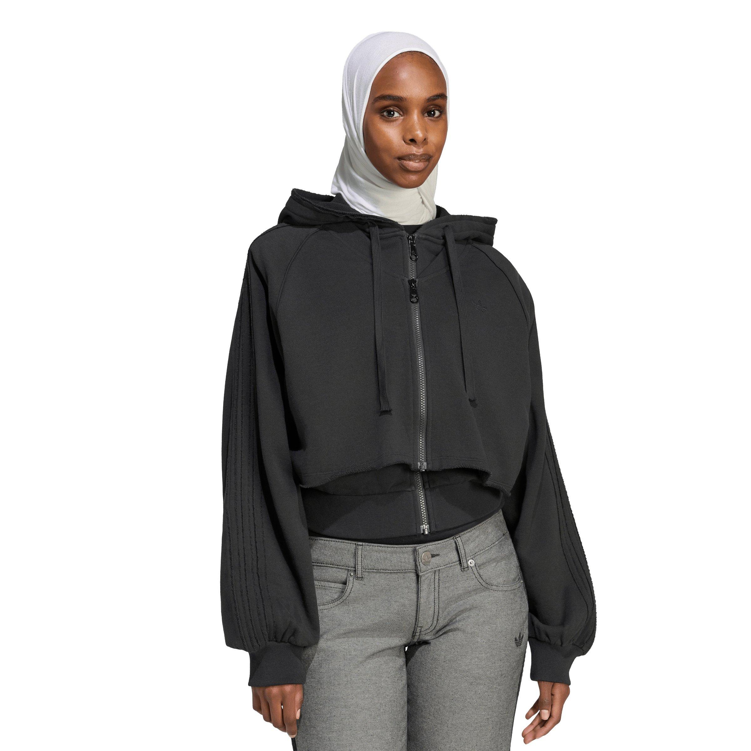 adidas Originals Women's Superstar Double Front Hooded Jacket - Black - BLACK